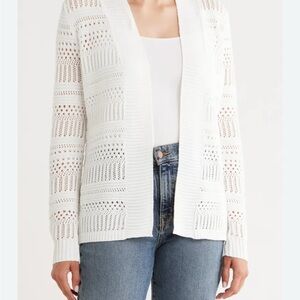 Cyrus White Open-Front Cardigan Pointelle size large $70 msrp